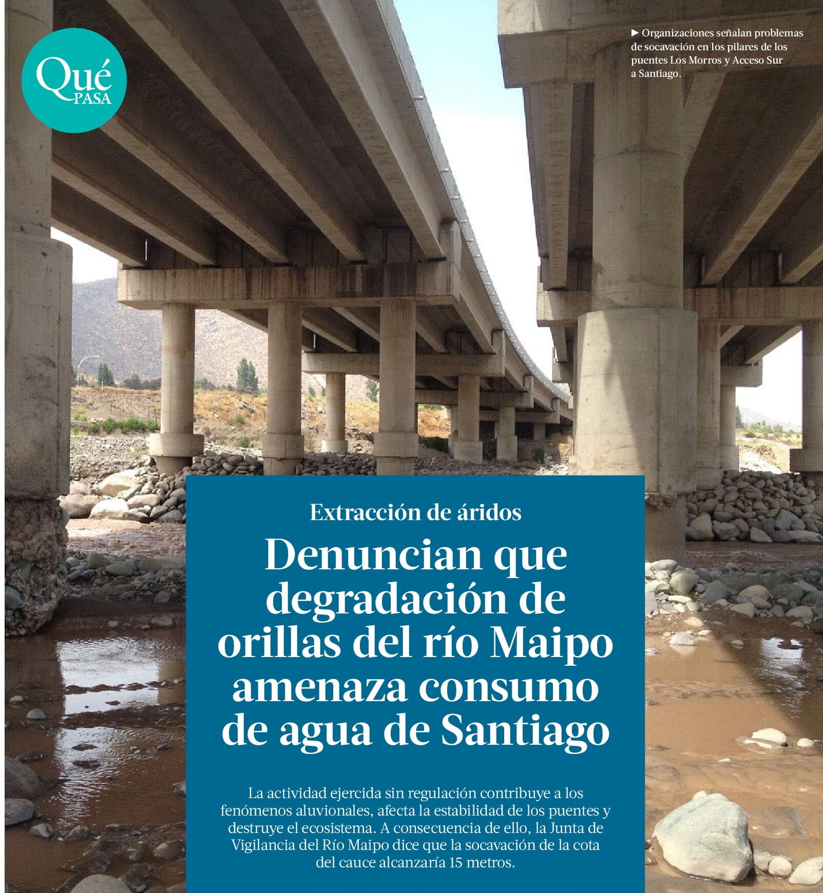 Junta de Vigilancia Río Maipo Alertan que extracción de áridos degrada el río Maipo y amenaza seguridad hídrica e infraestructura